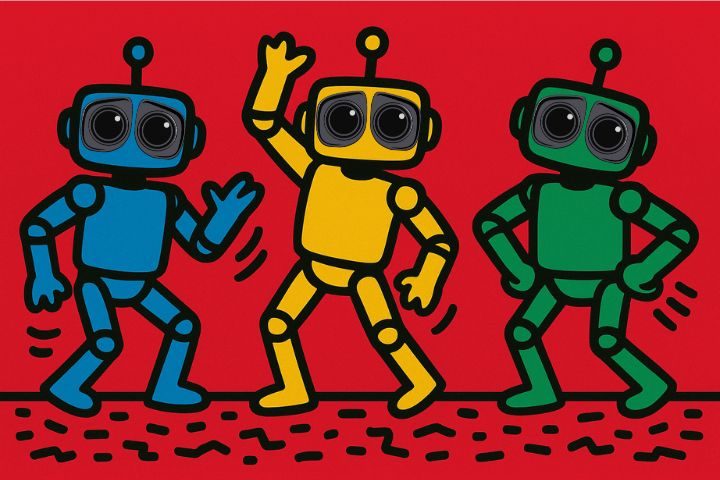 ThoughtFocus Build illustration of robots in pop art style